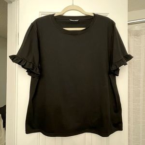 Black Flutter-sleeve T-shirt